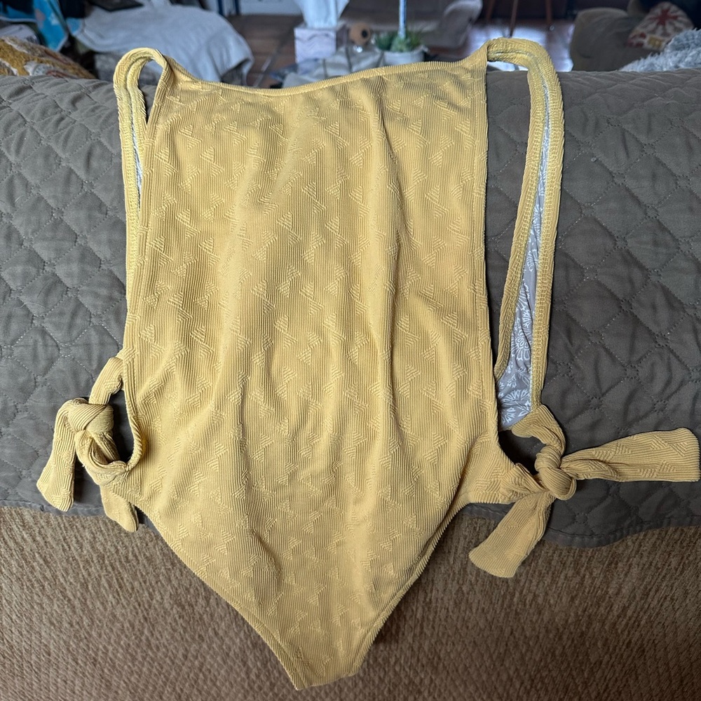 Free People The Pamela Yellow/Gold One Piece Swimsuit Classic Design